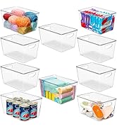 10 Pack Clear Storage Bins with Lids Stackable, Large Plastic Storage Bins with Handle for Pantry...