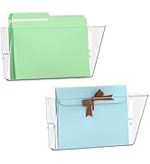 Gawerk 2 Pack Clear Single Pocket File Holder Hanging Wall Organizer, Wall Mount Mails Magazines ...