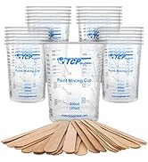 TCP Global 20 Ounce (600ml) Disposable Flexible Clear Graduated Plastic Mixing Cups - Box of 25 C...
