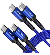 JSAUX 100W USB C to USB C Cable (2-Pack, 3.3ft), USBC Type-C Charge Cord 5A Fast Charging Compati...