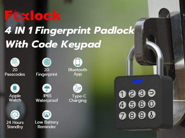 Fingerprint Padlock With Code Keypad 