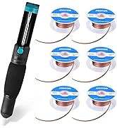 AUSTOR Desoldering Sucker and 6 Pcs Solder Braid Wick (2.0mm/2.5mm/3.0mm Width, 1.5m Length) with...