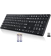 Wireless Keyboard-2.4G USB Ultra Slim Quiet Full Size Matte PC Computer Keyboard,19 Multimedia Ke...