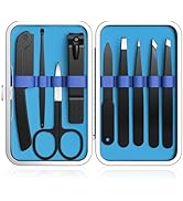Yougai Tweezers Set for Men/Women, 9PCS Professional Stainless Steel Tweezer Kit with Leather Tra...