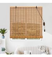 Bamboo Roman Shades Blinds for Windows - Natural Light Filtering Privacy Shades, Handwoven Indoor...