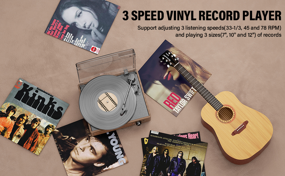 3 Speed 3 Size Vinyl Record Player Belt Drive Audio &amp;amp; Video Turntables