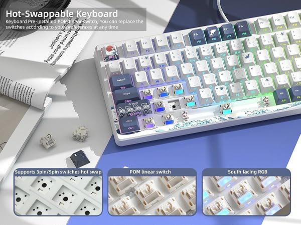 75% Keyboard with Color Multimedia Display Gaming Keyboard