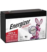 Energizer EN12-6, 6 Volt 12 Amp Hr, Long Lasting Sealed Lead Acid AGM Rechargeable Battery Ideal ...