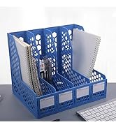 M&amp;G Magazine File Holder Organizer for Desk, 4 Compartments Plastic File Folder Holder Book Organ...