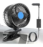 XGGYA 12V 6" Clip Type Cigarette Lighter Fan, Portable Single Person DC Cooling Fan, 360° Degree ...