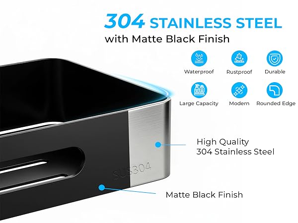 made of 304 stainless steel with modern matte black finish, waterproof &amp; rustproof, sturdy &amp; durable