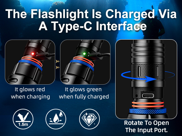 The falshtlight is charged A Type-c Interface