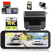 Dash Cam 4K Front and 1080P Rear Full HD Dash Camera for Cars, Included 64GB Card, Built-in GPS/W...