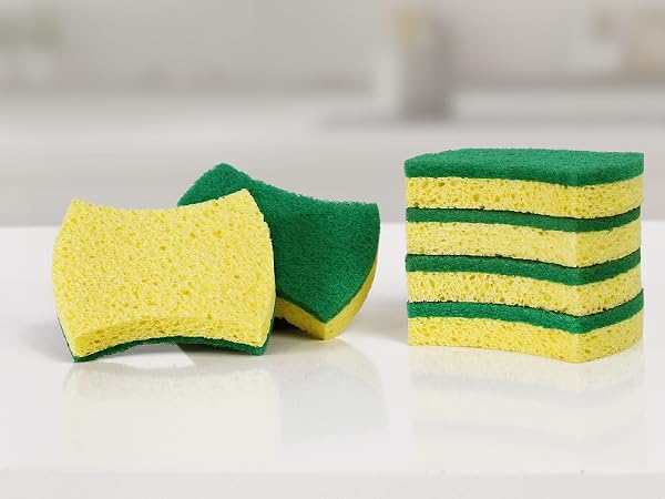 MR.SIGA green scrub pads for cleaning, yellow sponges,washable dish sponges
