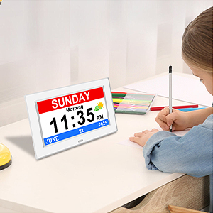 large digital clock with date and day of week