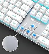 Merdia Mechanical Keyboard Gaming Keyboard | Blue Switch Ice Blue Backlit Keyboard | 104 Keys US ...