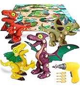 Trovogil Take Aprts Dinosaur Toys for Kids Age 3 4 5 6 7 Boys with Electric Dril &amp; Play Mat STEM ...