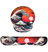 Hopipad Ergonomic Japanese Sea Waves Small Mouse Pad with Wrist Rest and Keyboard Wrist Rest Set,...