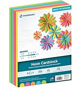 Printworks Neon Cardstock, 65 lb, 5 Assorted Florescent Colors, Perfect for School and Craft Proj...
