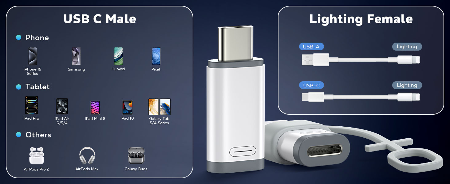 lighting female to usb c male adapter