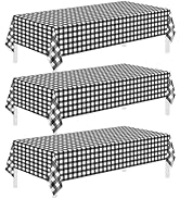 Childom 3 Pack Black and White Checkered Tablecloths 54