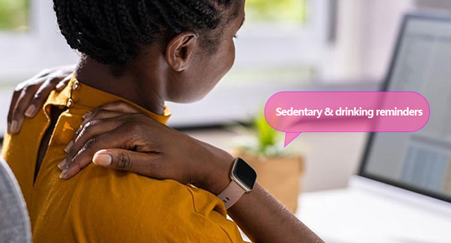 smart watch with sedentary and drinking reminder