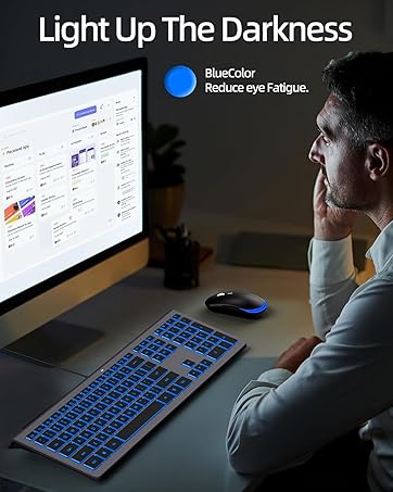 Large Print Keyboard RGB for Mac,7 LED Backlit Wired Keyboard with Numeric Keypad for Mac/Windows