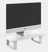 White Monitor Stand Riser with 50 LB Capacity, Stable Wood Computer Stand for Desk Organizers, An...