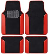 BDK Floor Mats for Cars, Two-Tone Carpet Car Floor Mats with Faux Leather Accents, Automotive Flo...