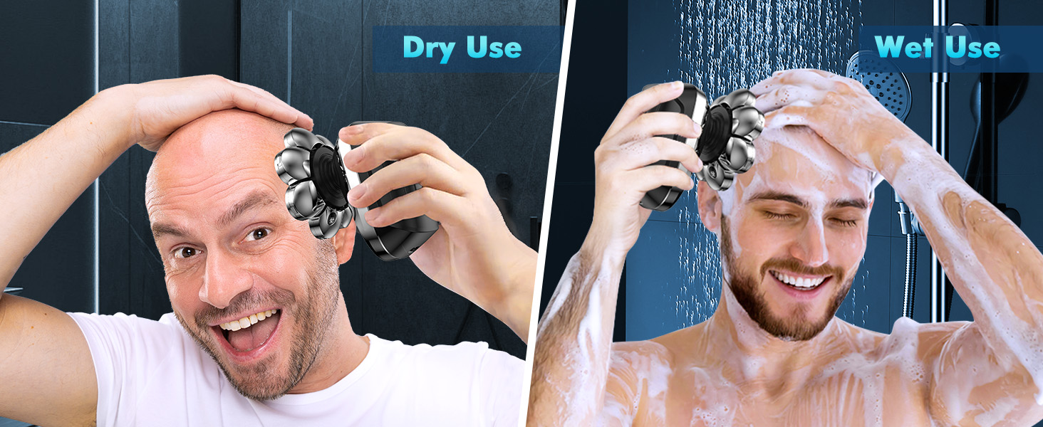 The Skull shaver for men applies IPX7 water-resistant technology to satisfy both wet and dry use.