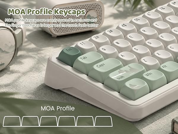 dagaladoo PBT Keyboard Keycaps, Beige/Green MOA keycaps,Spring Tea