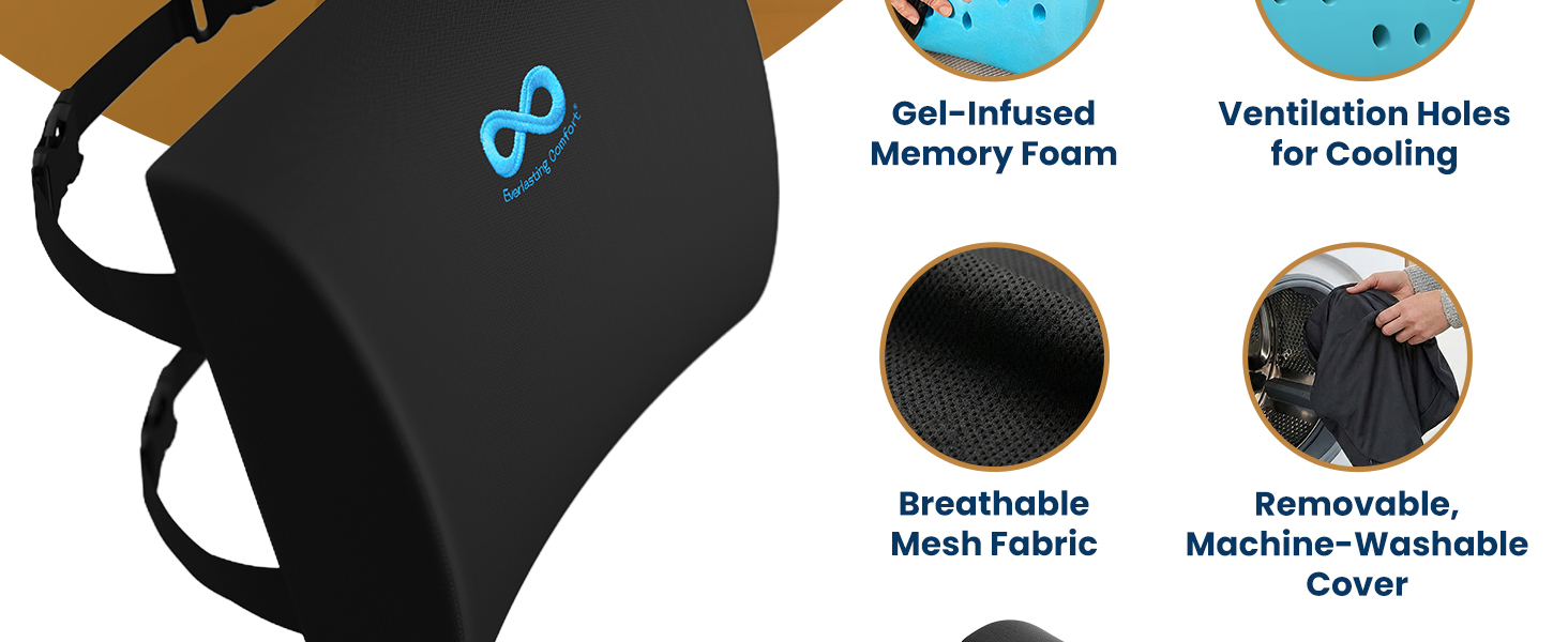 Everlasting Comfort Lumbar Support Pillow for Office Chair