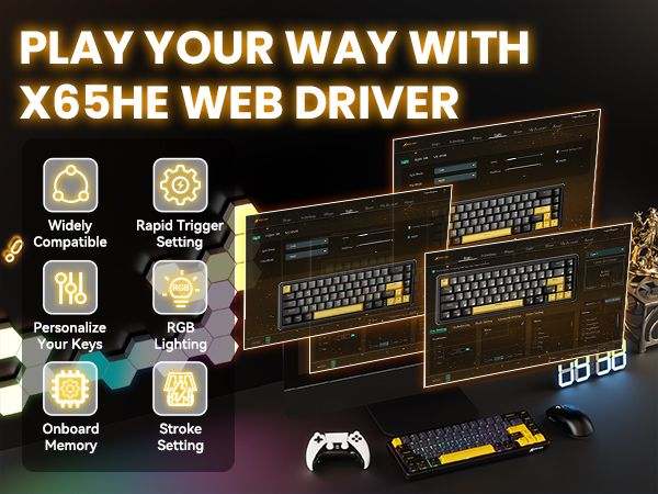 ATTACK SHARK X65 HE Hot Swapped RT Mechanical Gaming Keyboard with web driver for Esport Gamers