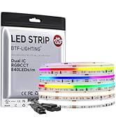 BTF-LIGHTING FCOB COB LED Strip IP30 Piexl IC RGBCCT 16.4FT 840LED/m DC24V 28IC/m Flexible High D...