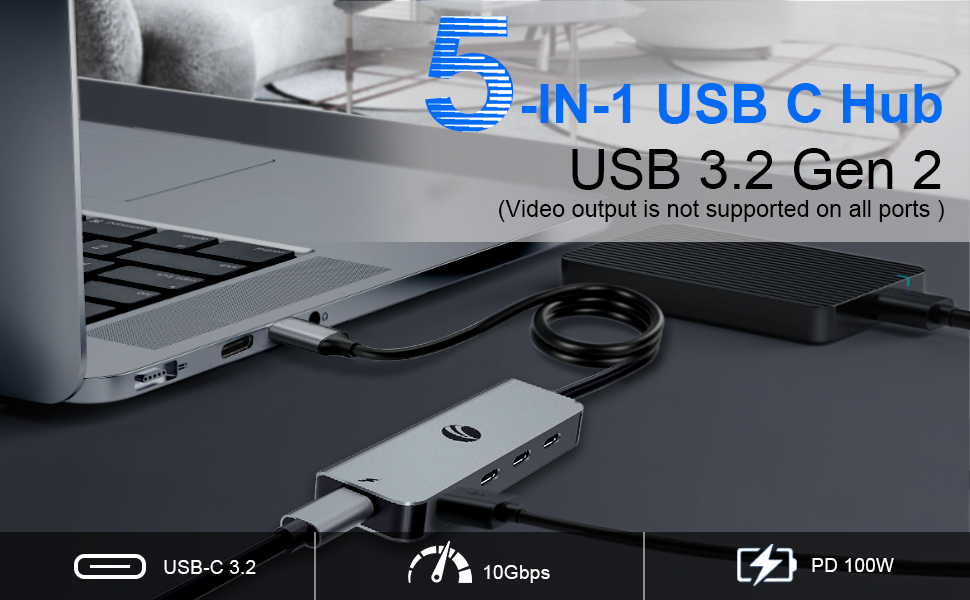 VCOM 10Gbps USB C Hubs with 100W Power Delivery