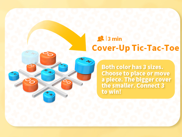 Hynuwa Cover-up Tic-Tac-Toe Game Electric Learing Toy Family Travel Portable Compact Game Mobile