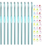 Aeelike 10pcs Size H / 5.0mm Crochet Hooks,Aluminum Crochet Needles and 30pcs Stitch Markers for ...
