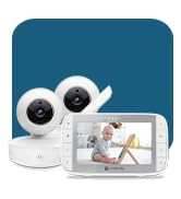 Motorola vido portable indoor baby monitor with two cameras long wide range nursery nanny cams