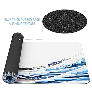 Extended Large Gaming Mouse Pad,Waterproof Keyboard Mouse Mat Desk Pad,Japanese Sea Wave