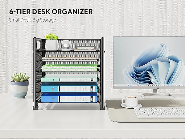 6-Tier Metal File Organizer with Handle