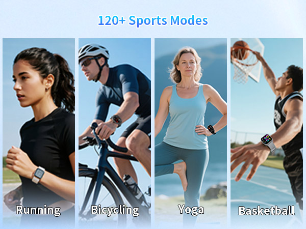 120 Sports Modes, IP68 Waterproof Smartwatch for Android/iOS Black
