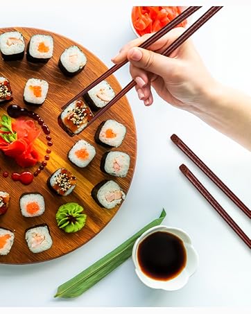 Hardwood Chopsticks Japanese Style Reusable Hand-Carved Chopsticks Natural Wood Chop Sticks