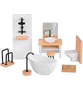 Totority Dollhouse Bathroom Set 8Pcs Dollhouse 1:12 Scale Miniature Bathroom Furniture Set Realis...
