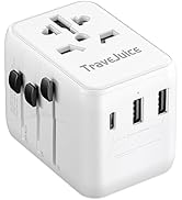 Universal Travel Adapter, TraveJuice International Plug Adapter with USB-C &amp; 2 USB-A Outlet Wall ...