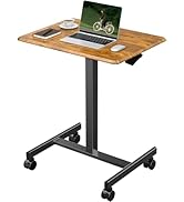 OLIXIS Small Standing Desk with Locking Wheels, Mobile Portable Rolling Laptop PC Table, Adjustab...