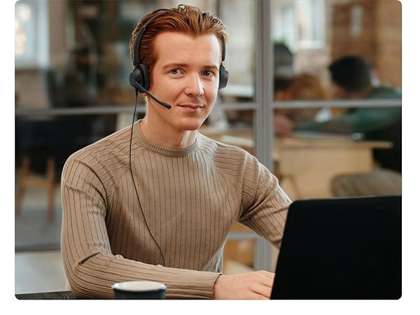 headset with mic for pc, usb wired headset, computer headset with microphone