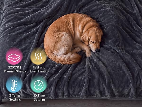 heated blanket full size, washable sherpa heated blanket, cozy gift for bed and couch