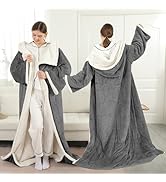 ESTINGO Wearable Electric Throw Heated Blanket with Foot Pocket, Heated Electric Blanket with Sle...