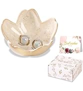 Flower Ceramic Jewelry Dish Ring Holder Polka Dots Jewellery Tray Small Trinket Dish Cute Vanity ...