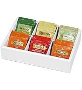 Krismax Tea Bag Organizer,Wooden Tea Box Holder, Tea Storage Containers with 6 Slots,Divided Stor...